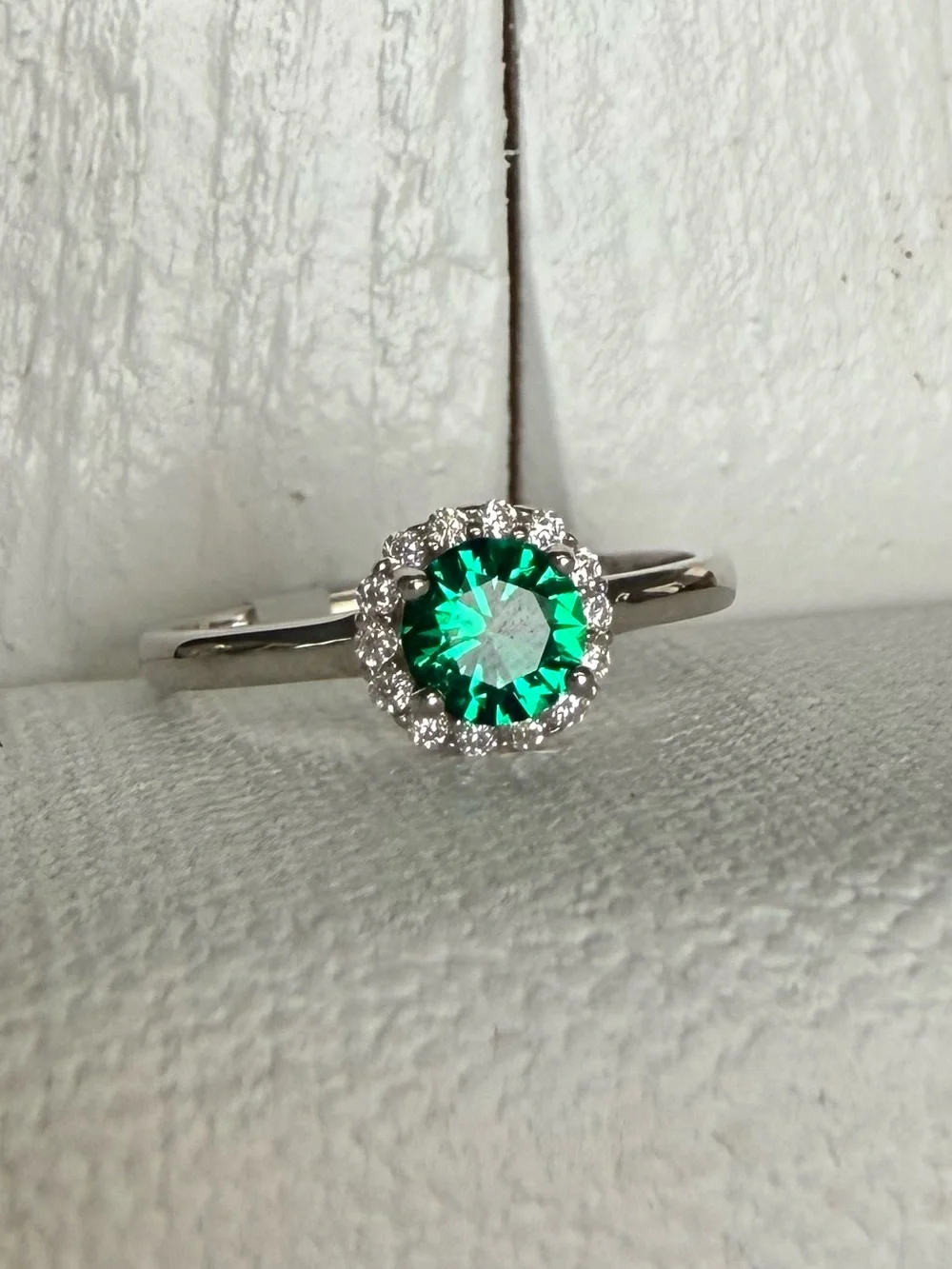 925 Emerald Moissanite Ring